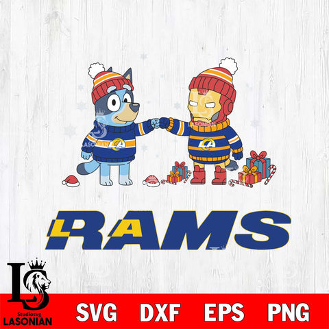 Los Angeles Rams Bluey With Iron man Christmas Cricut,Christmas SVG DXF EPS PNG FILE, Digital Download,Instant Download, Silhouette