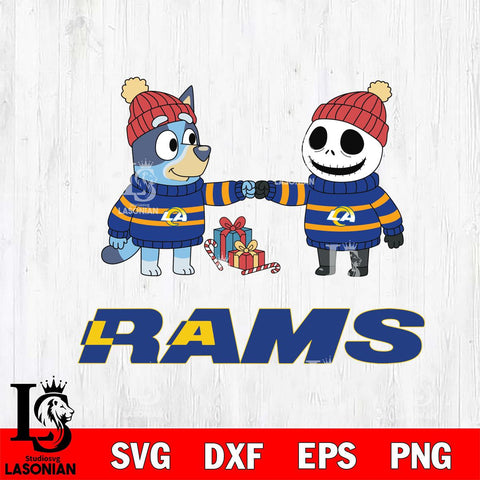 Los Angeles Rams Bluey With Jack Skellington Christmas Cricut,Christmas SVG DXF EPS PNG FILE, Digital Download,Instant Download, Silhouette