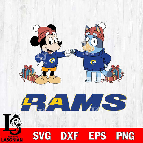 Los Angeles Rams Bluey With Mickey Christmas Cricut,Christmas SVG DXF EPS PNG FILE, Digital Download,Instant Download, Silhouette