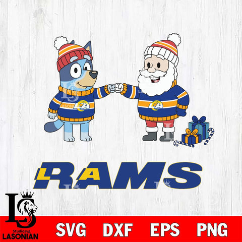 Los Angeles Rams Bluey With Satan Christmas Cricut,Christmas SVG DXF EPS PNG FILE, Digital Download,Instant Download, Silhouette