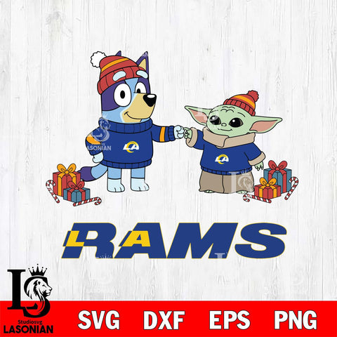 Los Angeles Rams Bluey With Yoda Christmas Cricut,Christmas SVG DXF EPS PNG FILE, Digital Download,Instant Download, Silhouette