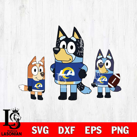 Los Angeles Rams Bluey svg , Bluey family NFL Svg Eps Dxf Png File, Digital Download, Instant Download