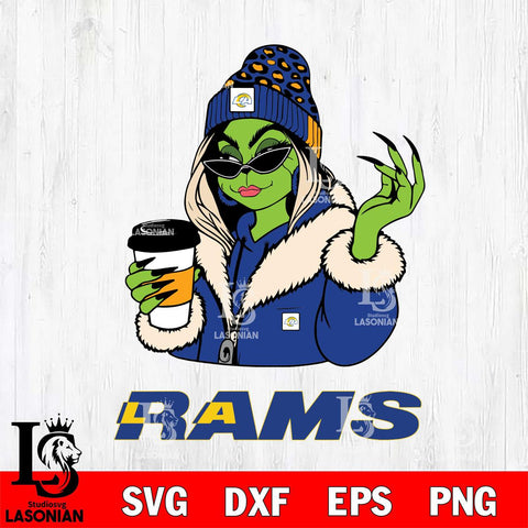 Los Angeles Rams Boujee Grinch Girls Christmas Svg Eps Dxf Png File,Cricut svg files, Digital Download, Instant Download