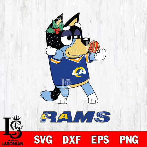 Los Angeles Rams Christmas Bluey Bandit Heeler Svg Eps Dxf Png File,Cut Svg Files, Digital File, Sublimation