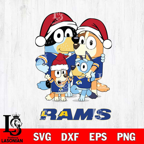 Los Angeles Rams Christmas Bluey Family Sport Svg Eps Dxf Png File,Cut Svg Files, Digital File, Sublimation