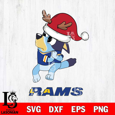Los Angeles Rams Christmas Bluey Santa Claus Svg Eps Dxf Png File,Cut Svg Files, Digital File, Sublimation