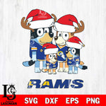 Los Angeles Rams Christmas Bluey Santa Family Svg Eps Dxf Png File,Cut Svg Files, Digital File, Sublimation