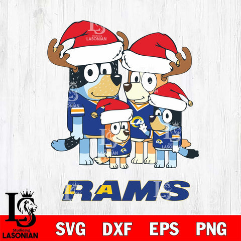 Los Angeles Rams Christmas Bluey Santa Family Svg Eps Dxf Png File,Cut Svg Files, Digital File, Sublimation
