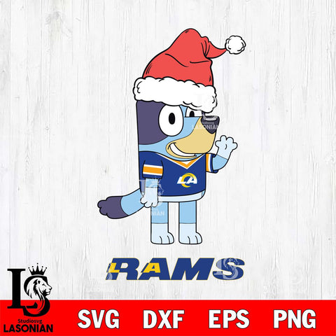 Los Angeles Rams Christmas Bluey Say Hi Svg Eps Dxf Png File,Cut Svg Files, Digital File, Sublimation