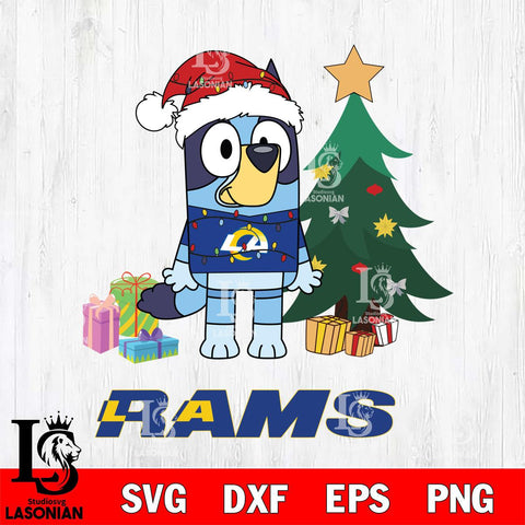 Los Angeles Rams Christmas Bluey Tree Sport Svg Eps Dxf Png File,Cut Svg Files, Digital File, Sublimation