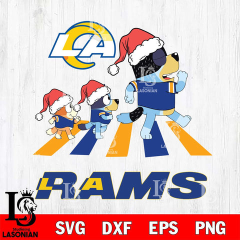 Los Angeles Rams Christmas Family Bluey Walking Svg Eps Dxf Png File,Cut Svg Files, Digital File, Sublimation