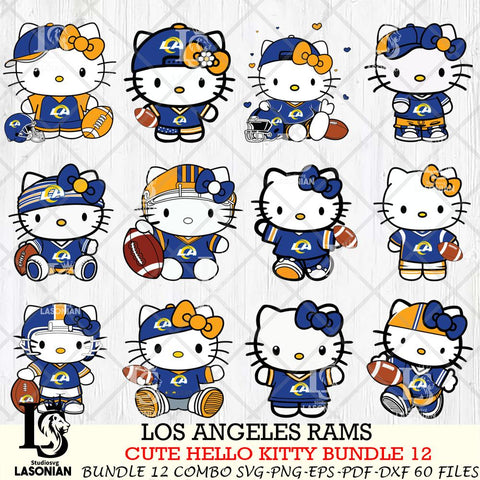 Los Angeles Rams Cute Hello Kitty NFL Bundle 12 SVG Svg Eps Dxf Png File, NFL svg, Digital Download, Instant Download