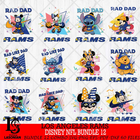 Los Angeles Rams Disney Rad Dad NFL Bundle 12 SVG DXF EPS PNG FILE, Father day File Cut,Digital Download,Instant Download,Disney Svg Files