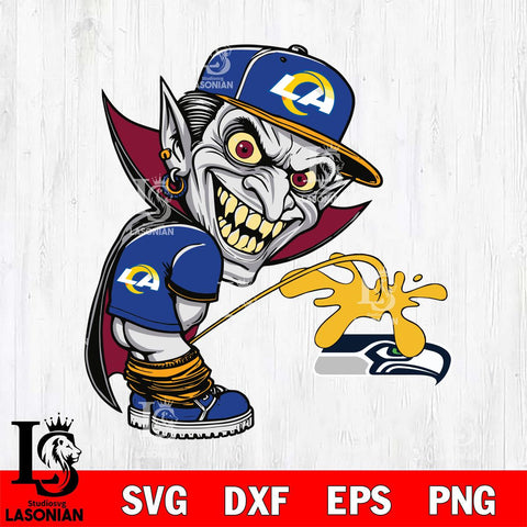 Los Angeles Rams Dracula Piss On Seattle Seahawks Svg Eps Dxf Png File, Digital Download, Instant Download
