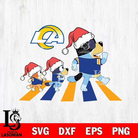 Los Angeles Rams Family Bluey Walking Christmas Svg Eps Dxf Png File, Digital Download, Instant Download