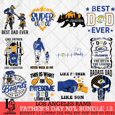 Los Angeles Rams Fathers Day NFL Bundle 12 Svg Eps Dxf Png File, Digital Download, Instant Download
