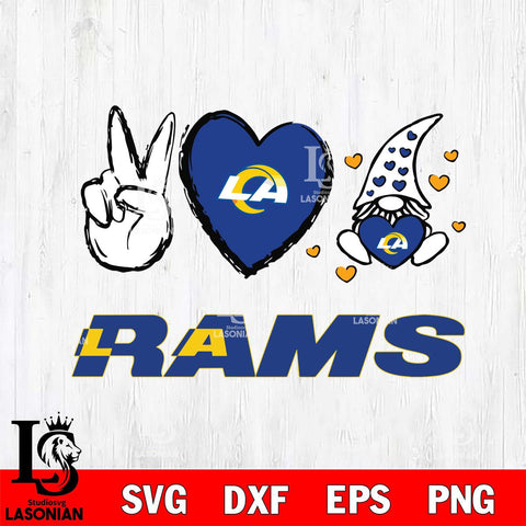 Los Angeles Rams Gnomes Peace & Love Svg Eps Dxf Png File, Digital Download, Instant Download