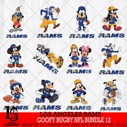 Los Angeles Rams Goofy Rugby NFL Bundle 12 SVG DXF EPS PNG FILE,NFL bundle svg ,Football Digital Download,Instant Download, Silhouette