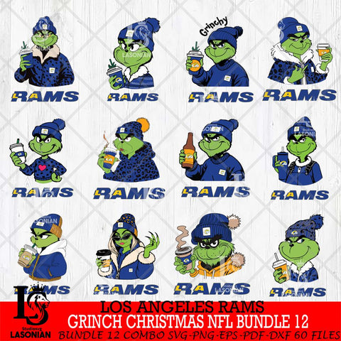 Los Angeles Rams Grinch Christmas NFL Bundle 12 Svg Eps Dxf Png File,Cricut svg files, Digital Download, Instant Download