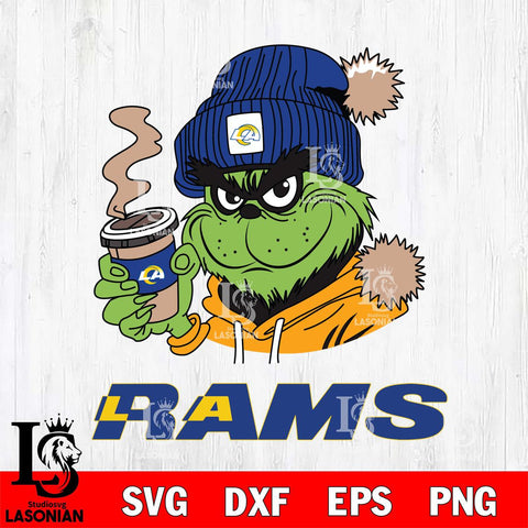 Los Angeles Rams Grinch Cofffe Hoodie Svg Eps Dxf Png File,Cricut svg files, Digital Download, Instant Download