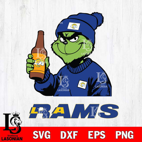 Los Angeles Rams Grinch Drinking Beer Christmas Svg Eps Dxf Png File,Cricut svg files, Digital Download, Instant Download