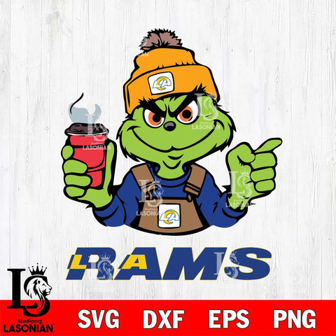 Los Angeles Rams Grinch with coffee Svg Eps Dxf Png File, Digital Download, Instant Download