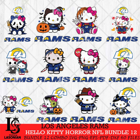 Los Angeles Rams Hello Kitty Horror NFL Bundle 12 SVG Eps Dxf Png File, NFL svg, Digital Download, Instant Download