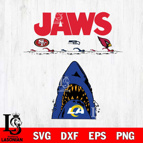 Los Angeles Rams Jaws Eat 49ers, Seahawks, Cardinals Svg Eps Dxf Png File, Digital Download, Instant Download
