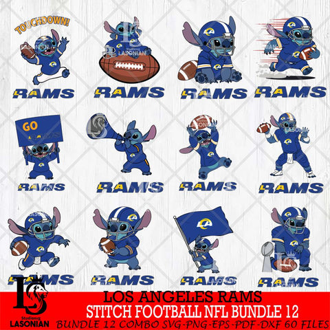 Los Angeles Rams Lilo and stitch Football NFL Bundle 12 SVG DXF EPS PNG FILE, NFL File Cut, Digital Download,Instant Download, Silhouette, Cricut