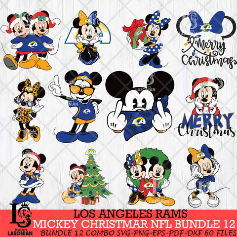 Los Angeles Rams MICKEY CHRISTMAS NFL Bundle 12 Svg Eps Dxf Png File, Digital Download, Instant Download