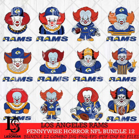 Los Angeles Rams Pennywise Horror NFL Bundle 12 SVG Eps Dxf Png File, NFL svg, Digital Download, Instant Download