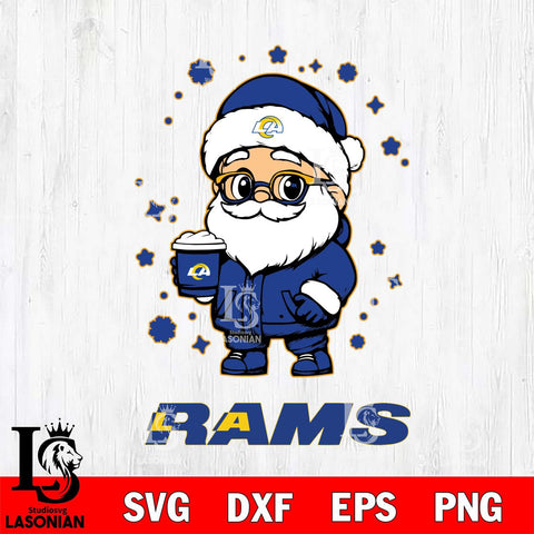 Los Angeles Rams Santa Claus Coffe Svg Eps Dxf Png File,NFL Svg Files,Digital Download,Sublimation,Instant Download