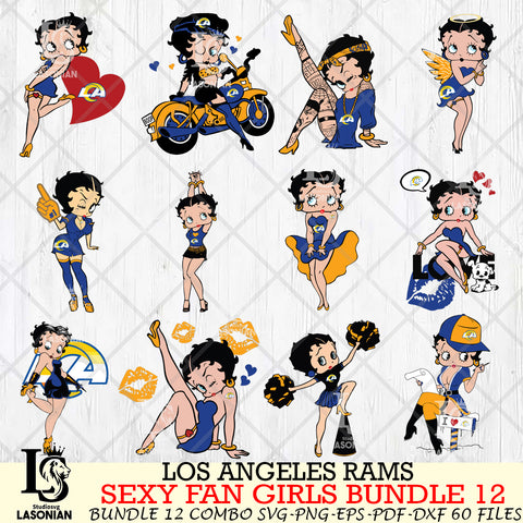 Los Angeles Rams Sexy Fan Girls Bundle 12 Svg Eps Dxf Png File, Digital Download, Instant Download