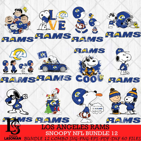 Los Angeles Rams Snoopy NFL Bundle 12 SVG Eps Dxf Png File, NFL svg, Digital Download, Instant Download