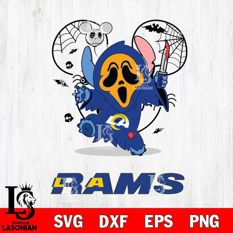 Los Angeles Rams Stitch Ghost Face Halloween 2 Svg Eps Dxf Png File, Digital Download, Instant Download