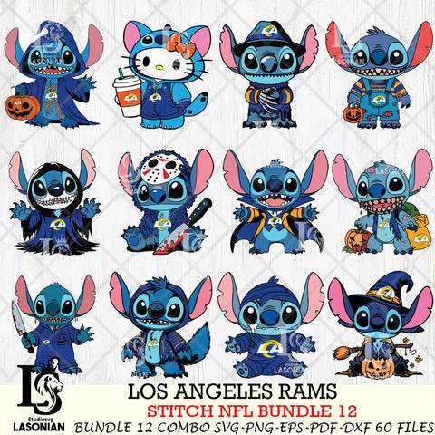 Los Angeles Rams Stitch Horror Bundle 12 SVG Eps Dxf Png File, Bundle NFL svg, Digital Download, Instant Download