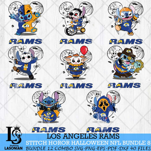 Los Angeles Rams Stitch Horror Halloween Bundle 8 Svg Eps Dxf Png File, Digital Download, Instant Download