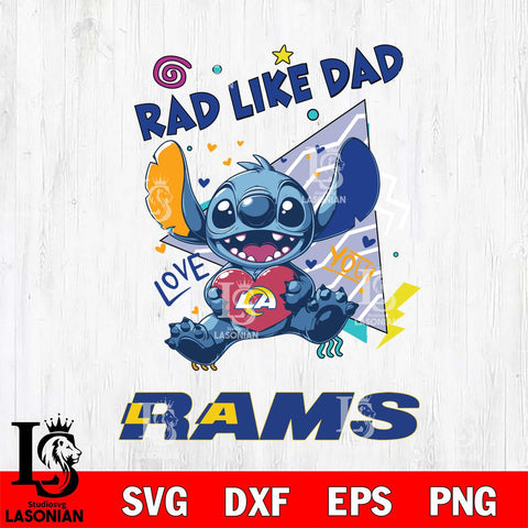 Los Angeles Rams Stitch Love Rad Like Dad SVG DXF EPS PNG FILE, Disney Father day File Cut,Digital Download,Instant Download,Disney Svg Files