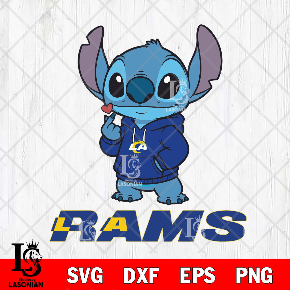 Los Angeles Rams Stitch finger heart File cut , Criucut , Digital ...