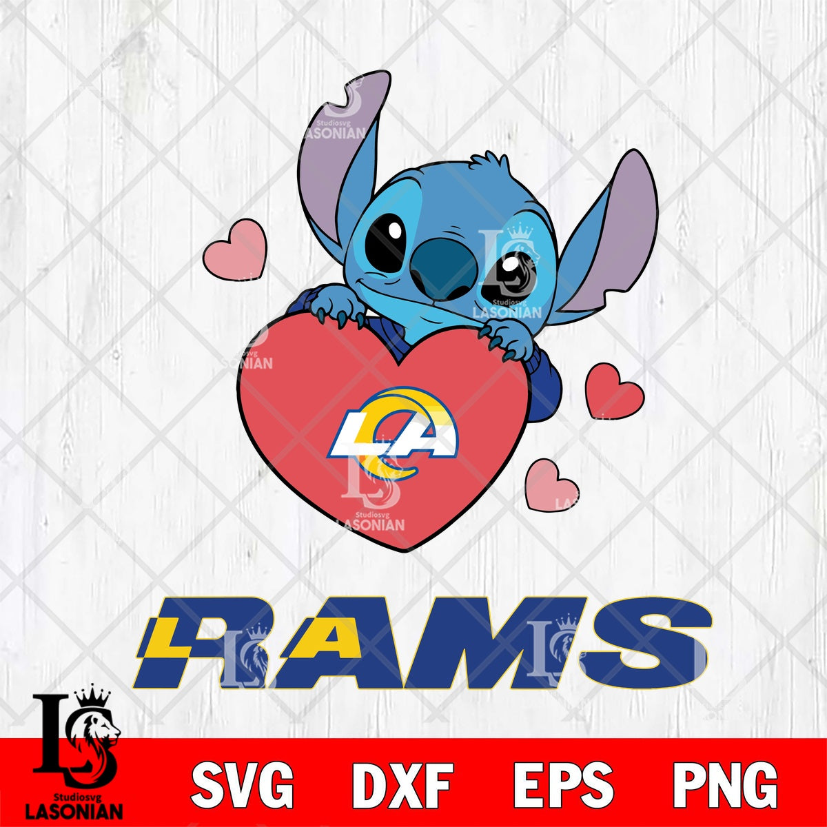 Los Angeles Rams Stitch hugging heart File cut , Criucut , Digital ...