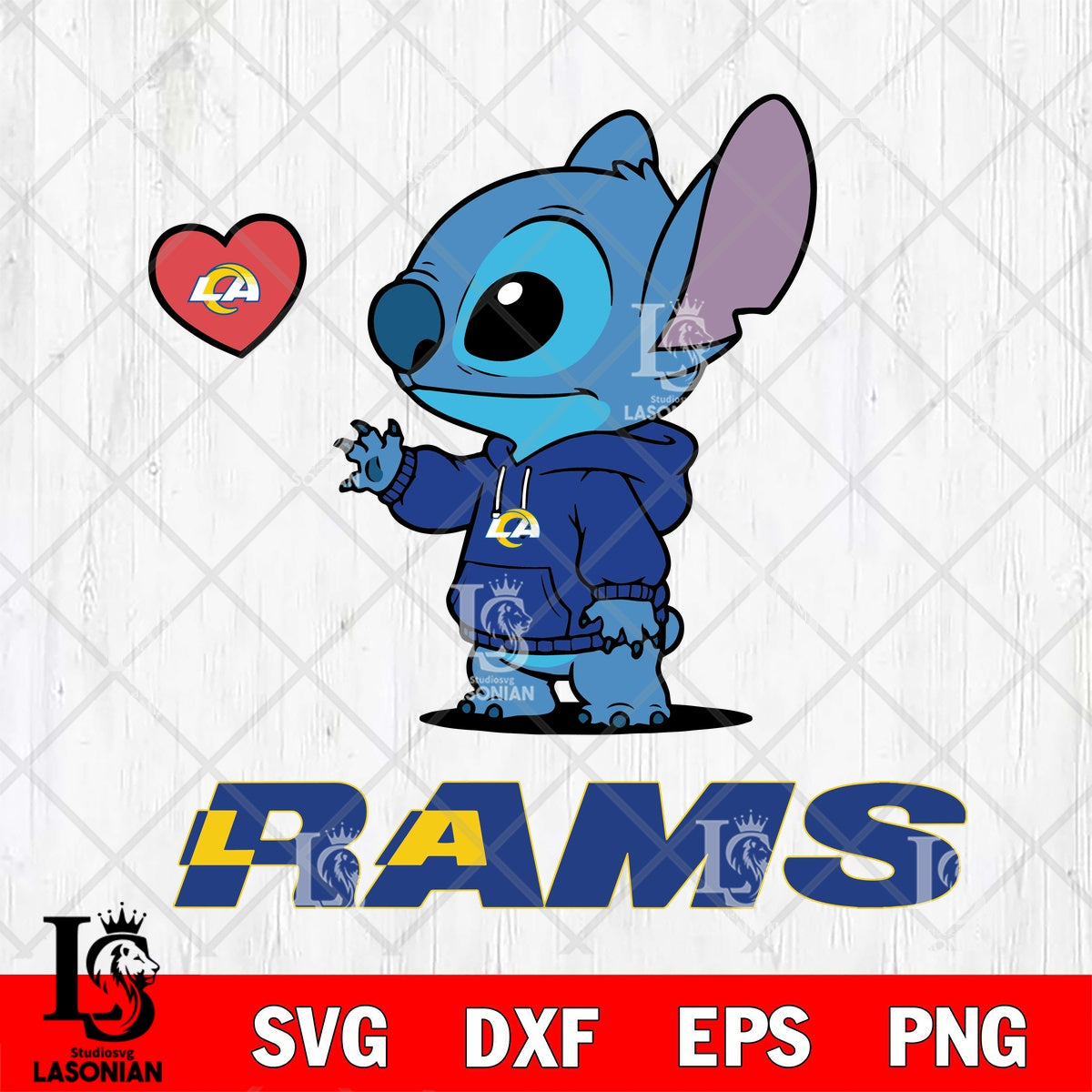 Los Angeles Rams Stitch valentine heart File cut , Criucut , Digital ...