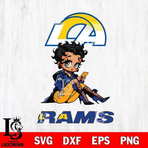 Los Angeles Rams Style Black Fan Girl Betty Boop Svg Eps Dxf Png File, Digital Download, Instant Download