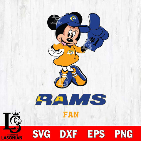 Los Angeles Rams #1 Fan Minnie Mouse Svg Eps Dxf Png File, Digital Download, Instant Download