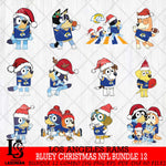 Los Angeles Rams  Bluey Christmas NFL Bundle 12 SVG Svg Eps Dxf Png File, Digital Download, Instant Download