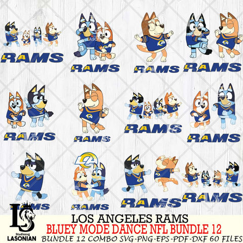 Los Angeles Rams  Bluey Dance NFL Bundle 12 SVG Eps Dxf Png File, Digital Download, Instant Download