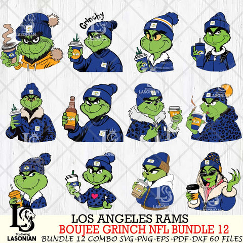 Los Angeles Rams  Boujee Grinch NFL Bundle 12 SVG Eps Dxf Png File, Digital Download, Instant Download