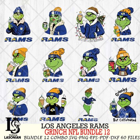 Los Angeles Rams  Grinch NFL Bundle 12 SVG Eps Dxf Png File, Digital Download, Instant Download