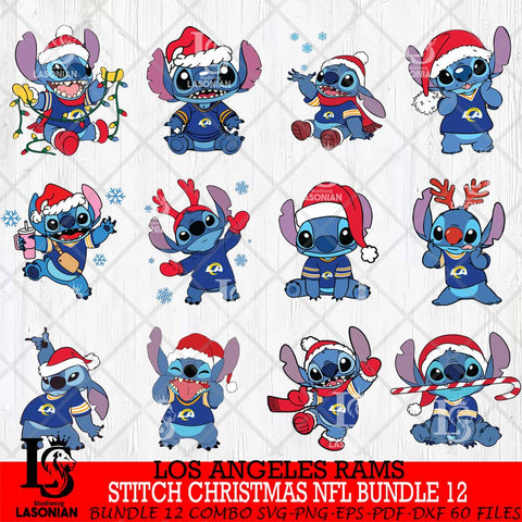 Los Angeles Rams  Stitch Christmas NFL Bundle 12 Svg Eps Dxf Png File, Digital Download, Instant Download