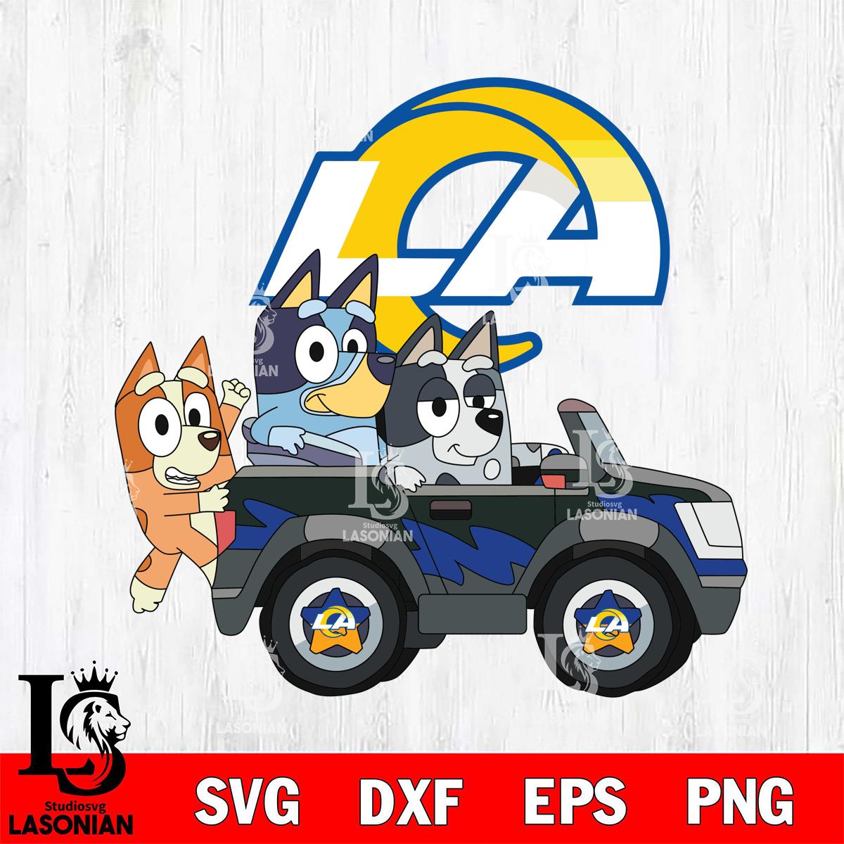 Patsy Rams Car Los Angeles Rams bluey friends car – lasoniansvg