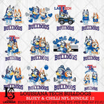 Louisiana Tech Bulldogs Bluey & Bingo Bundle 12 SVG Svg Eps Dxf Png File, Bundle NCAA svg, Digital Download, Instant Download